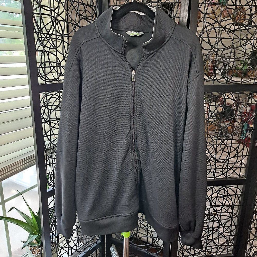 Izod Size Large Xtreme Function Golf Black Full Zip Jacket Collared Zip Pockets
